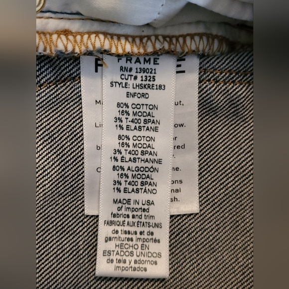 Frame Denim Le High Distressed Skinny-Leg Cropped Raw-Edge Jeans, size 24 - Picture 11 of 11